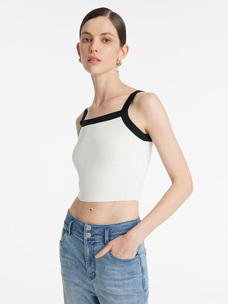 Contrast Trim Knitted Cardigan And Camisole Two-Piece Set - Image 7