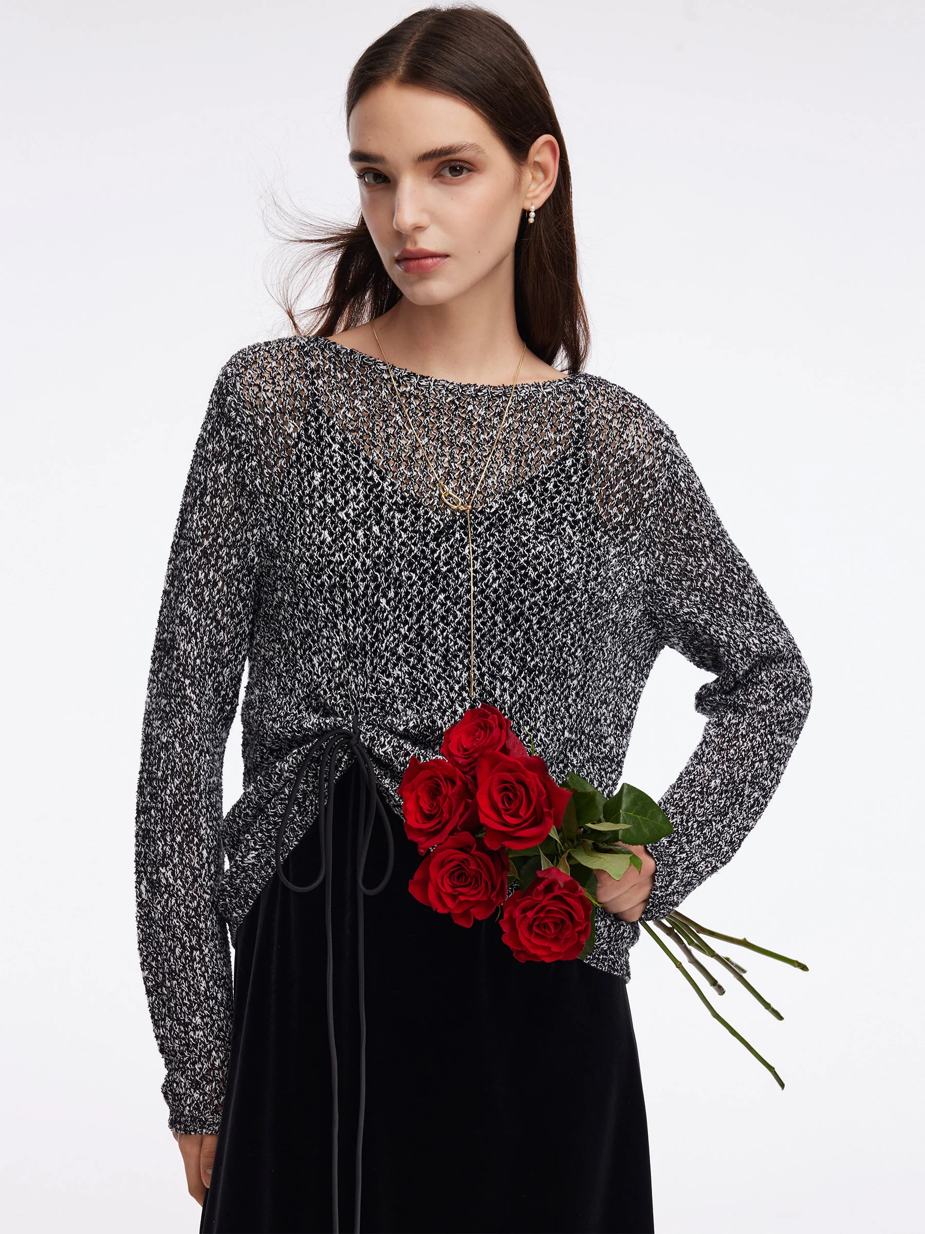 Cotton Blend Sweater And Strap Dress Two-Piece Set - Image 6