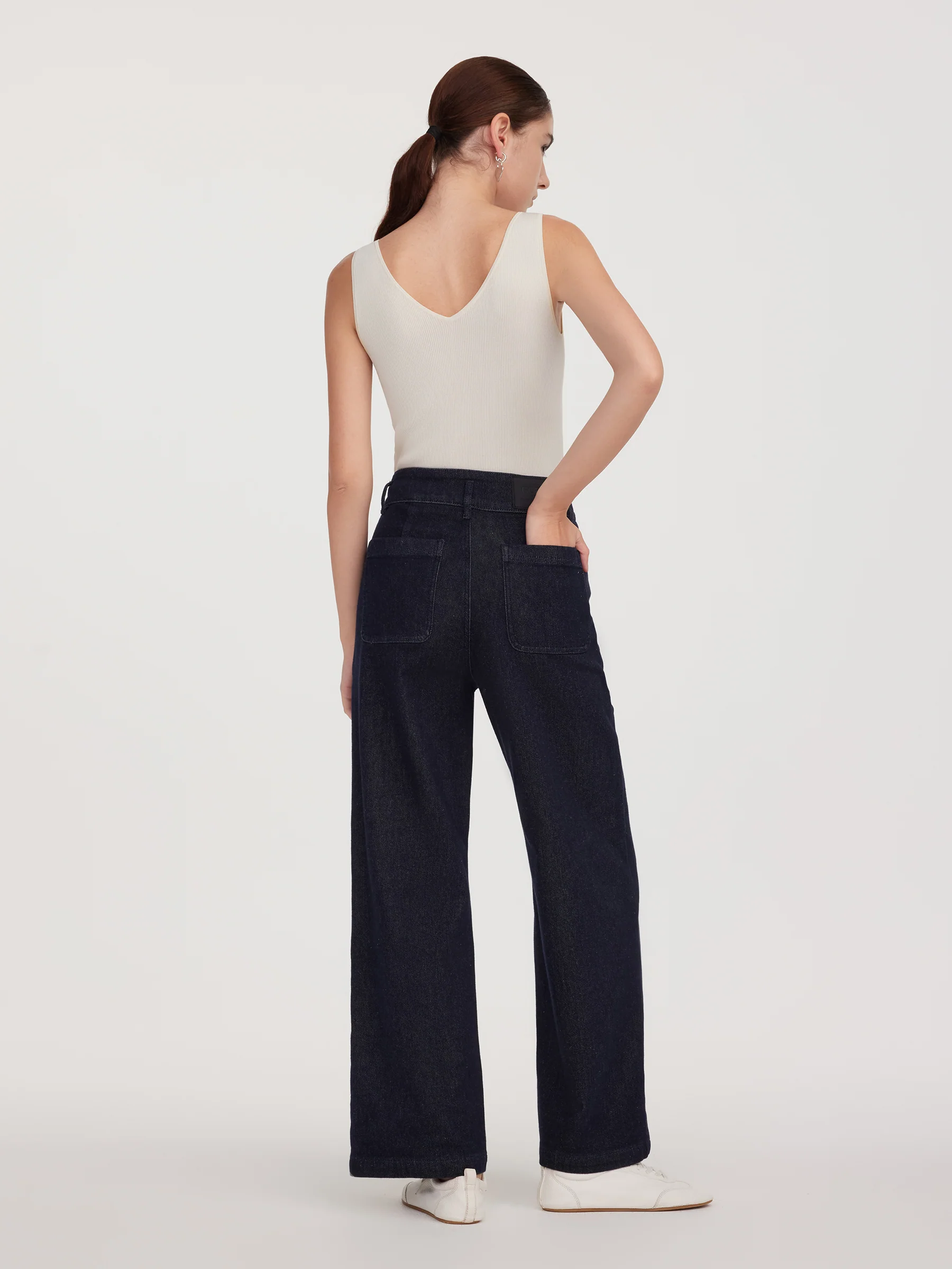 Cotton Denim Fleece Lined Straight Leg Women Jeans - Image 4