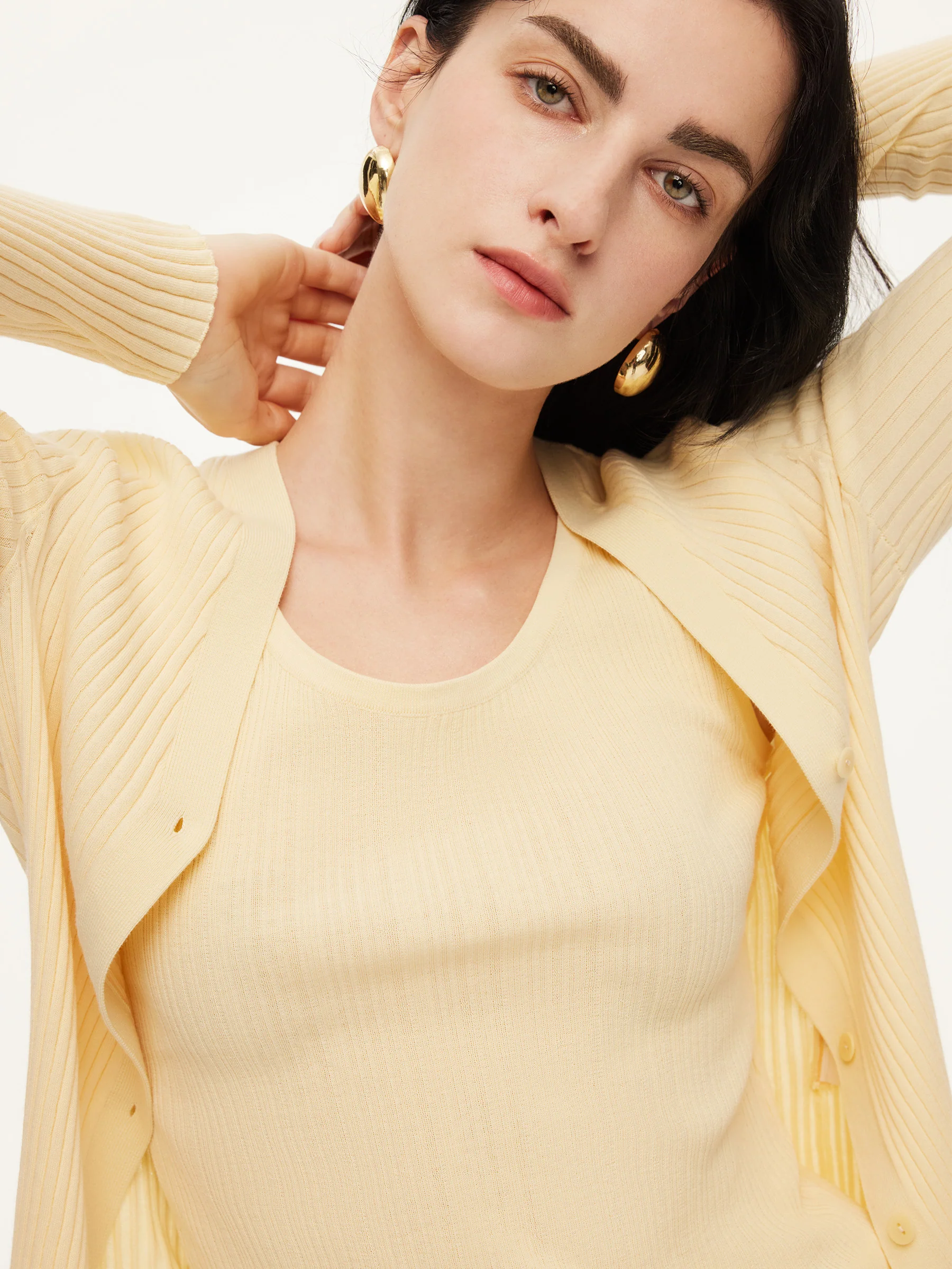 Cotton Mulberry Silk Blend V-Neck Women Cardigan - Image 6