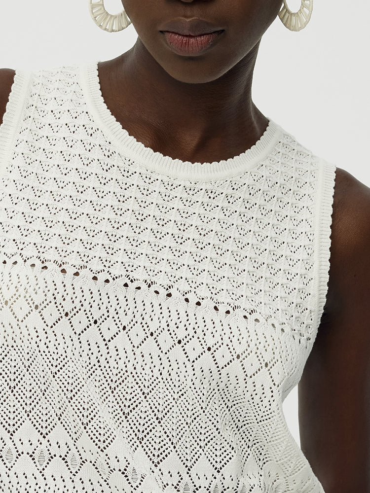 Cotton Openwork Tank Top And Pants Two-Piece Set - Image 3