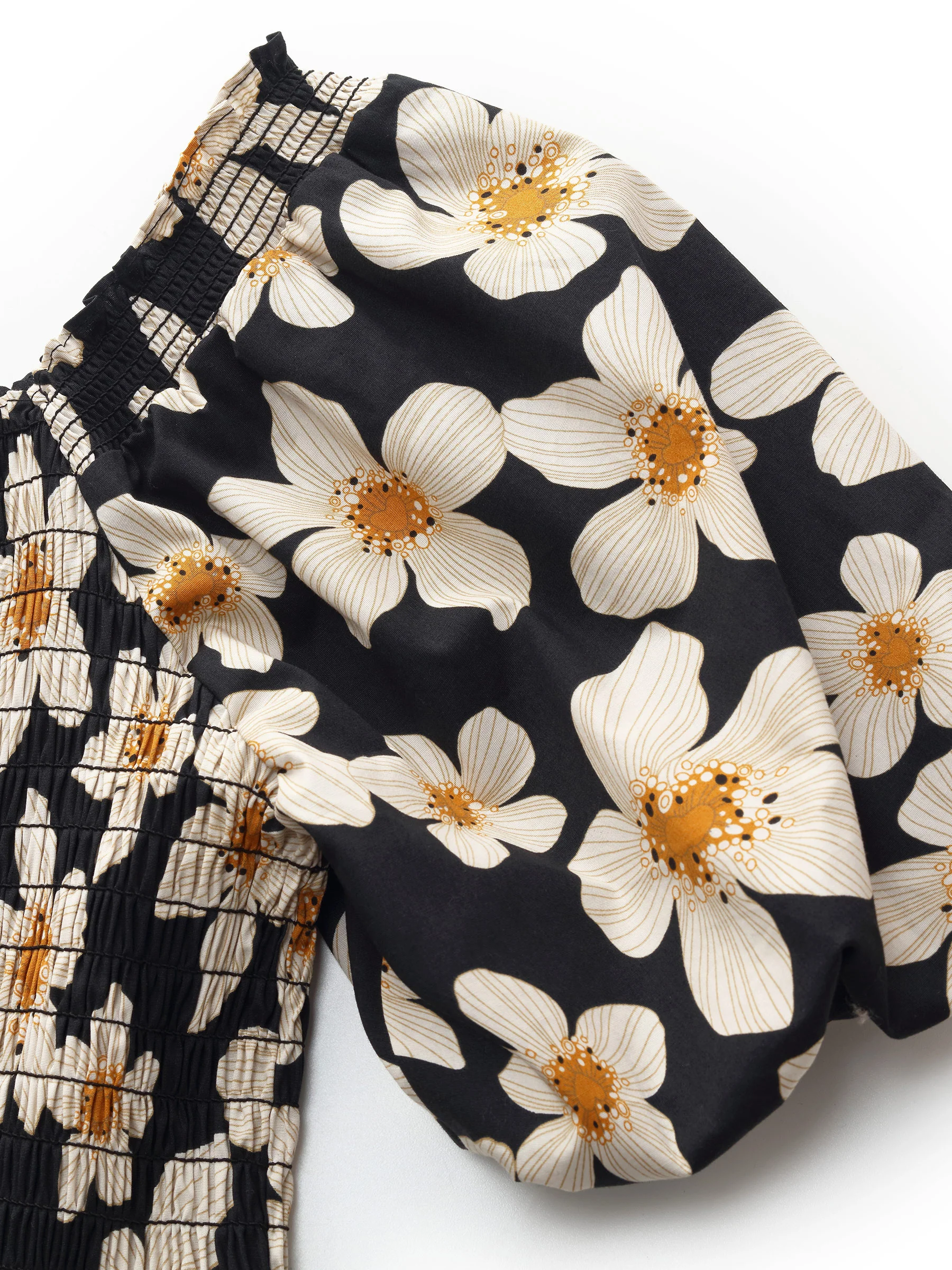 Cotton Stretch Floral Print Women Smocked Maxi Dress - Image 8