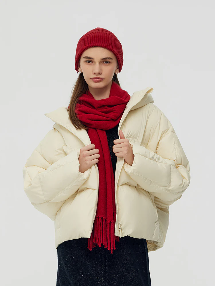 Cropped Hooded Goose Down Jacket - Image 2