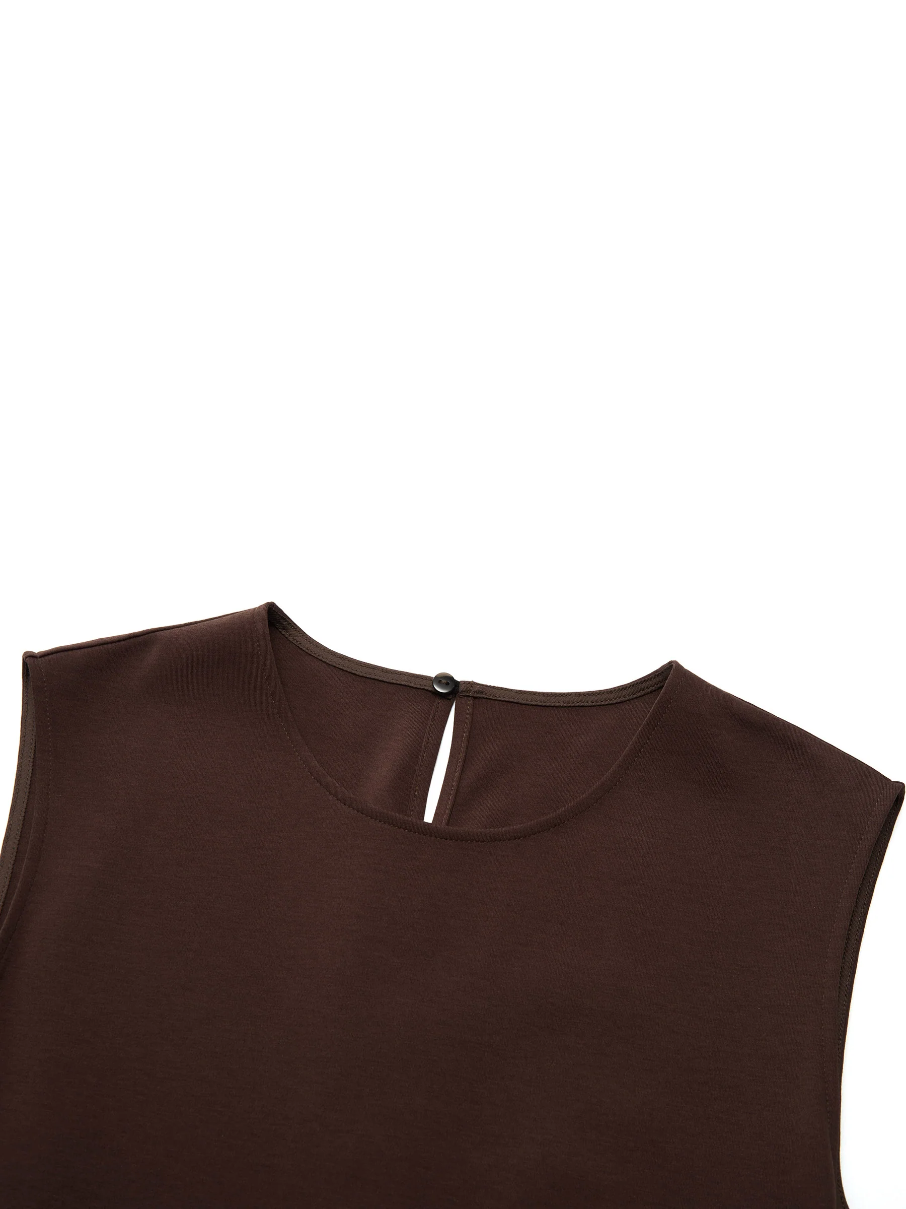 Dark Brown Patchwork Bubble Hem Women Sleeveless Maxi Dress With Bag - Image 7