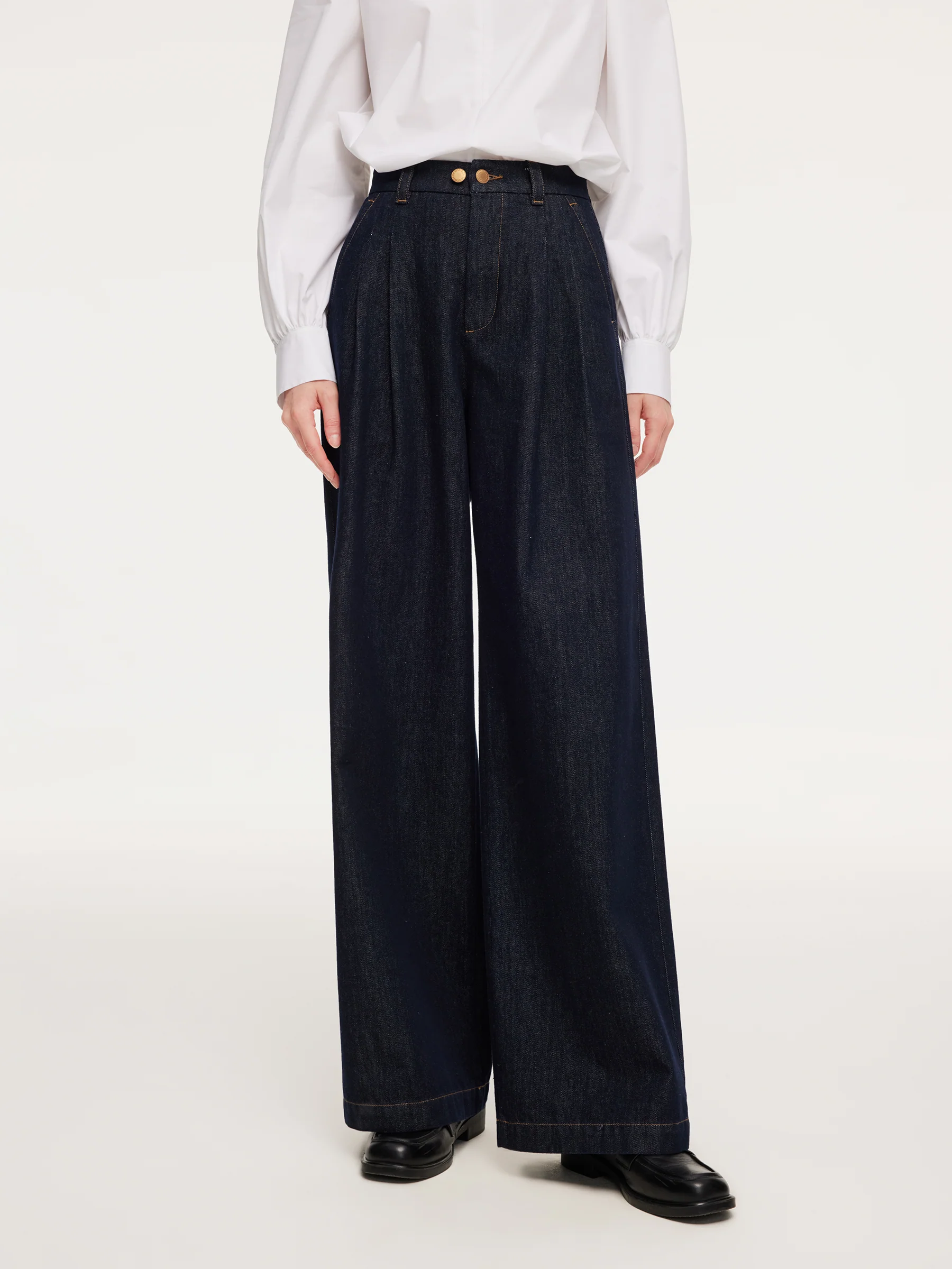 Denim Adjustable Waist Women Wide Leg Jeans - Image 5