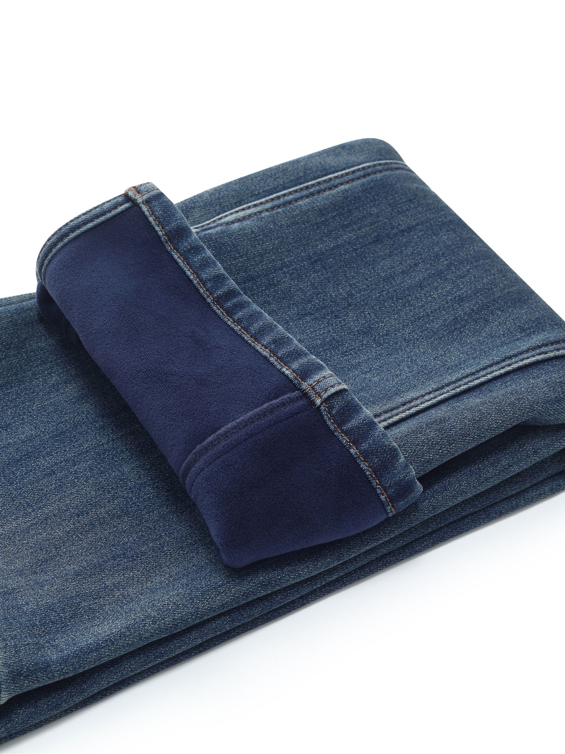 Denim Fleece Lined Women Slit Jeans - Image 6