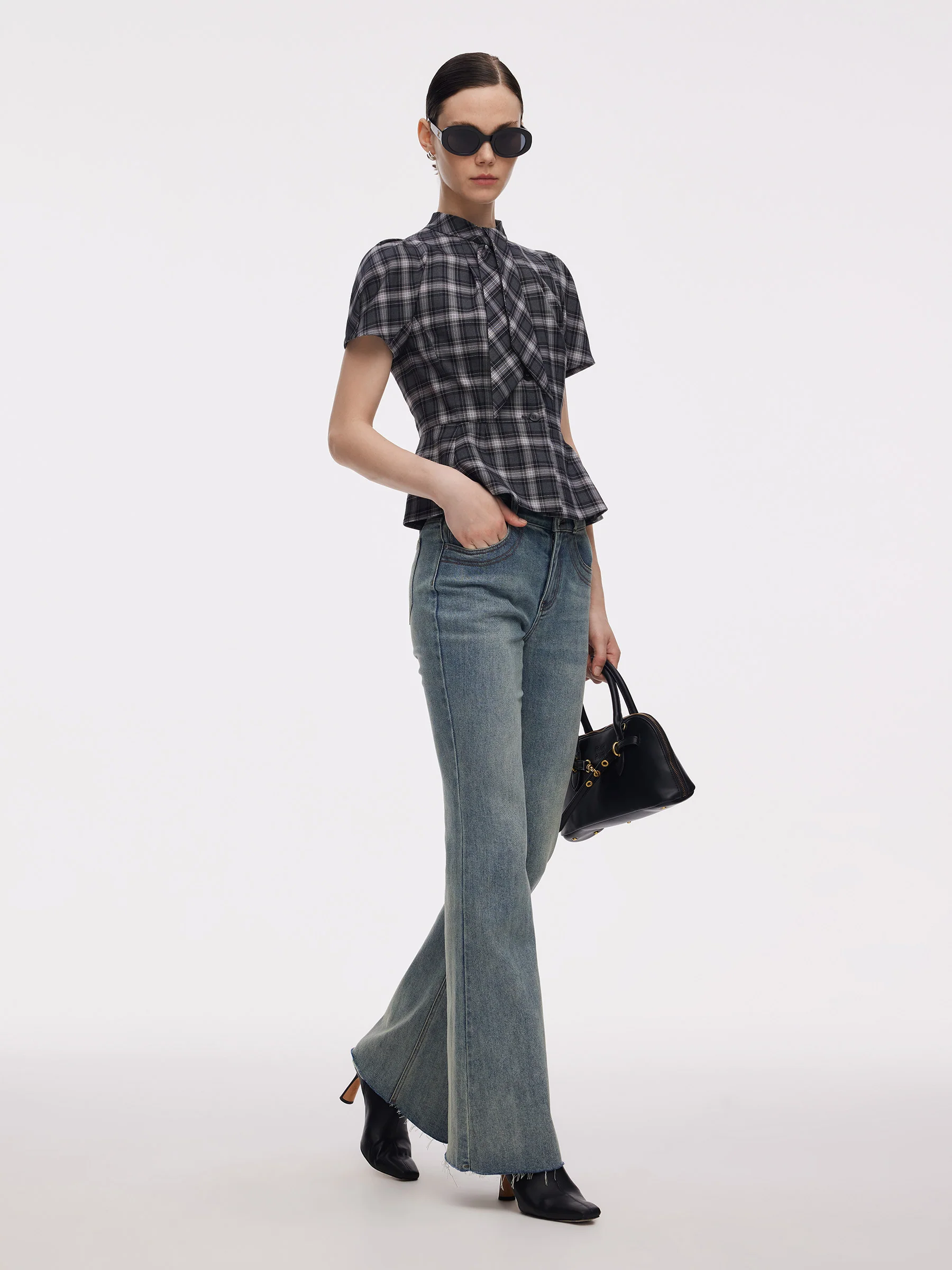 Denim High-Waisted Women Flared Jeans - Image 2