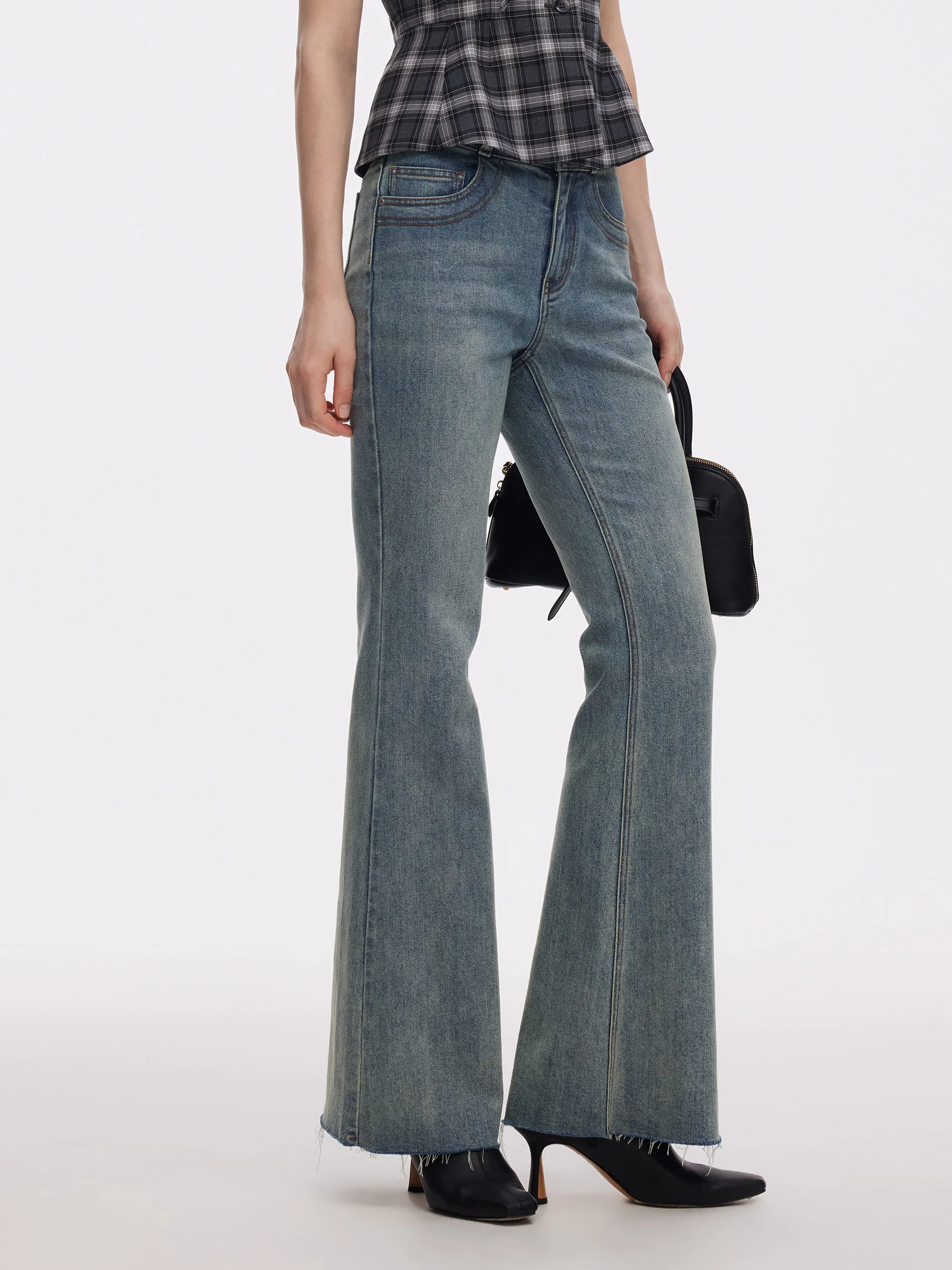 Denim High-Waisted Women Flared Jeans - Image 5