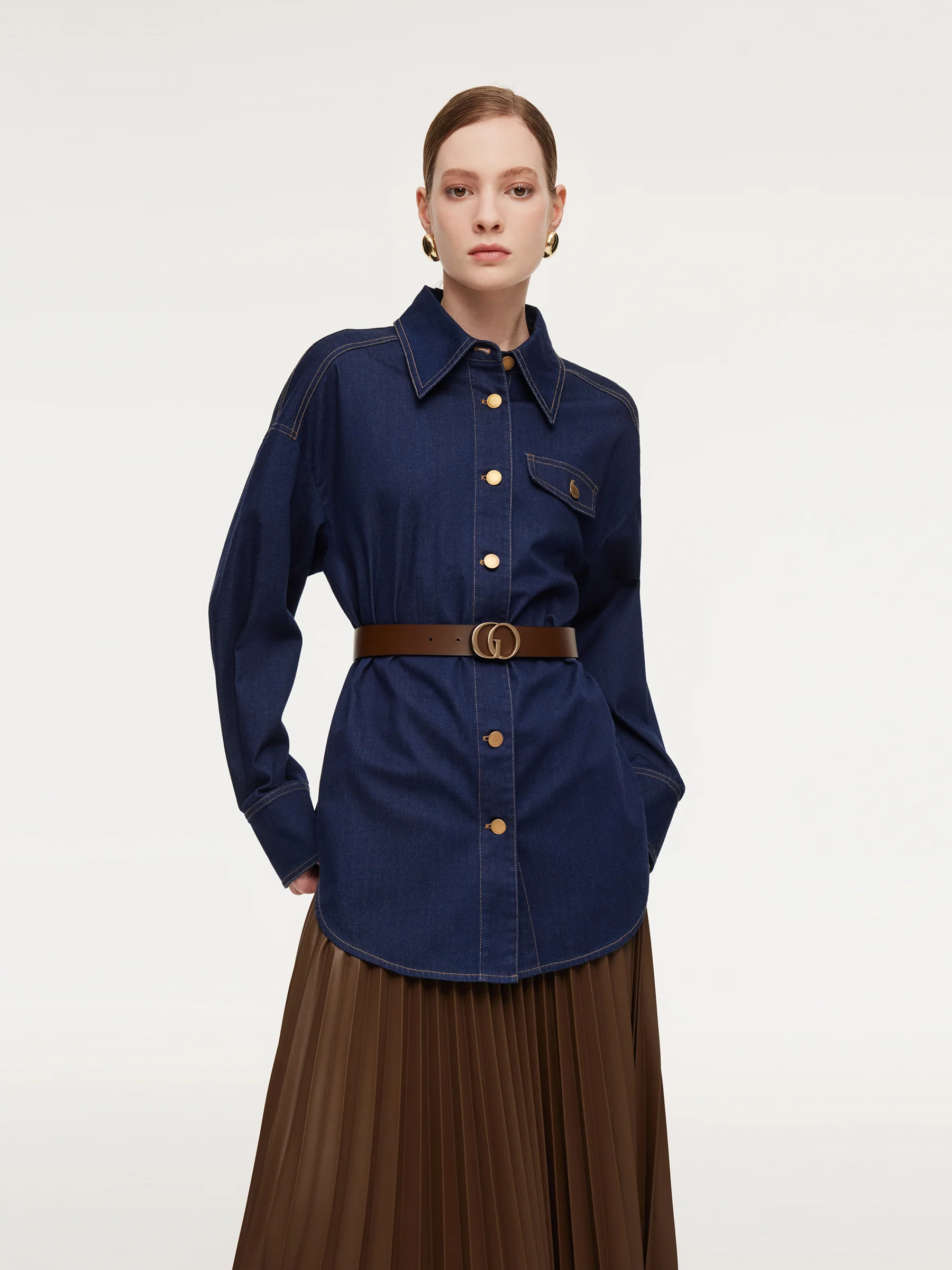 Denim Loose Fit H-Line Women Shirt