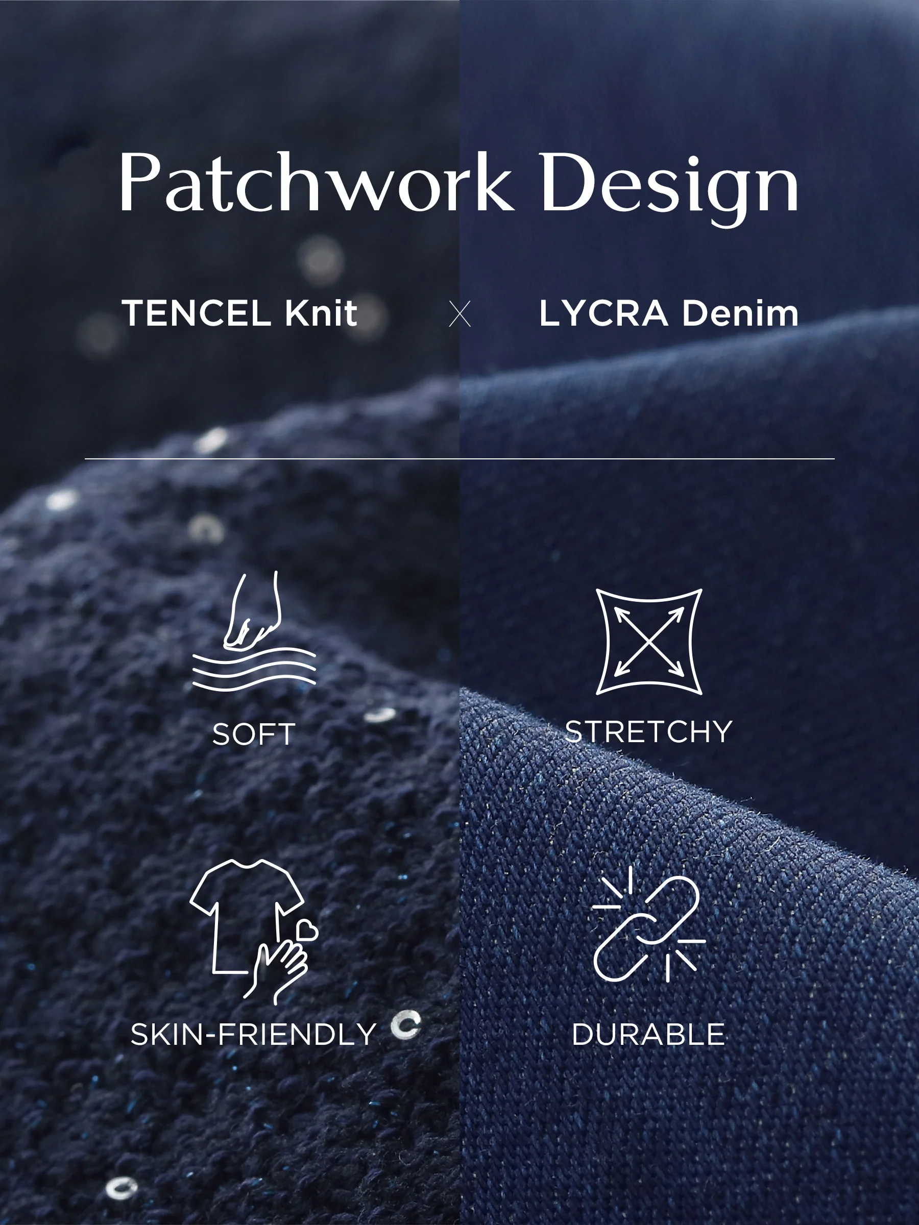 Denim Patchwork Sequins Gathered Waist Women Midi Dress - Image 5