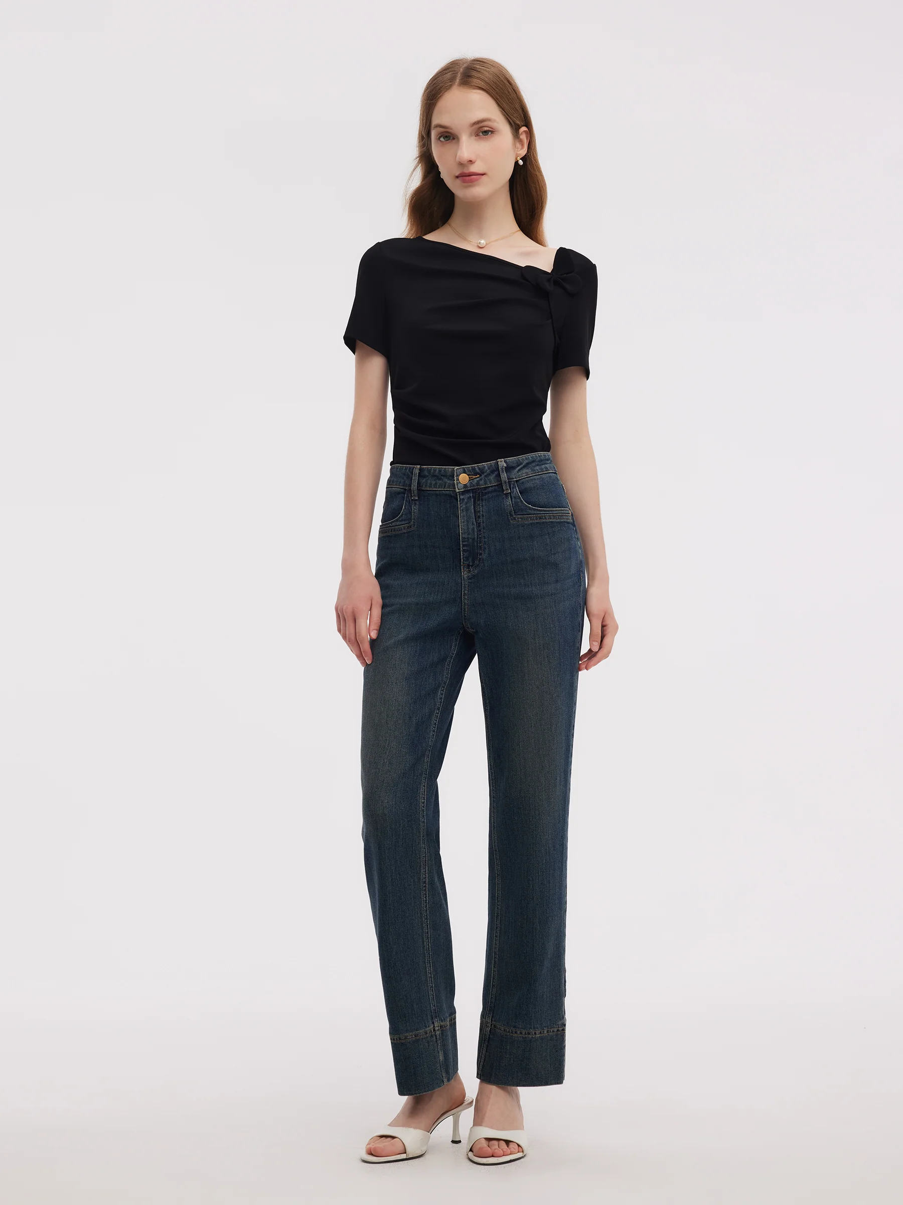 Denim Women Ankle-Length Cuffed Jeans - Image 2