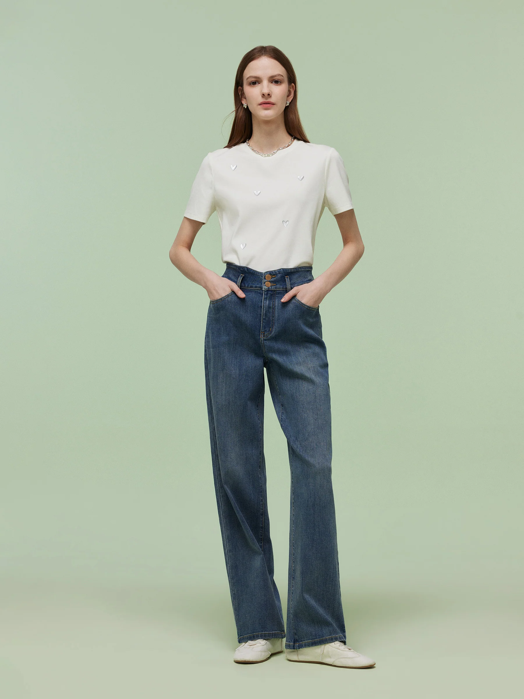 Denim Women High-Waisted Straight Leg Jeans - Image 2
