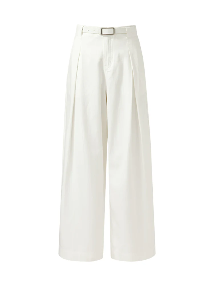 Denim Women Wide Leg Jeans With Belt - Image 5