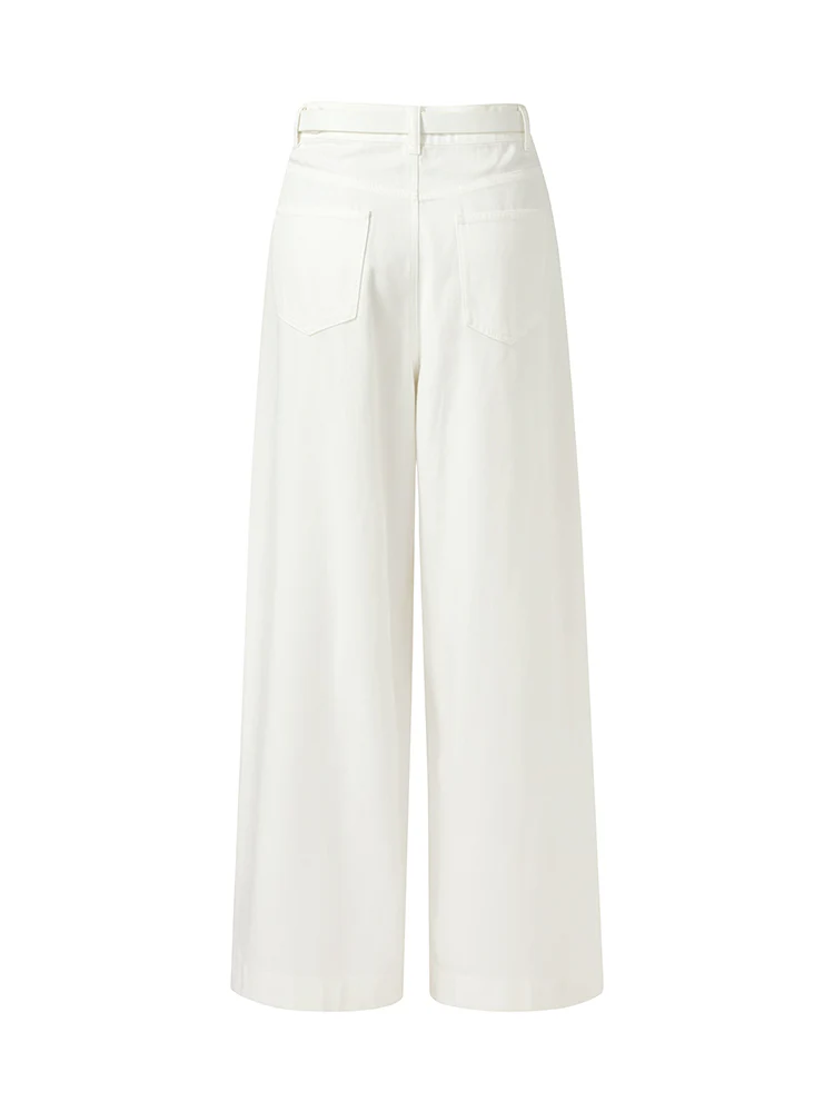 Denim Women Wide Leg Jeans With Belt - Image 6
