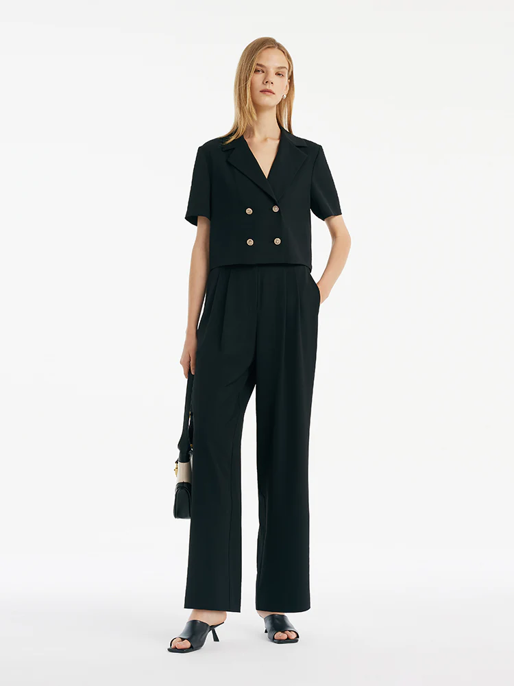 Double-Breasted Blazer And Pants Two-Piece Set - Image 3