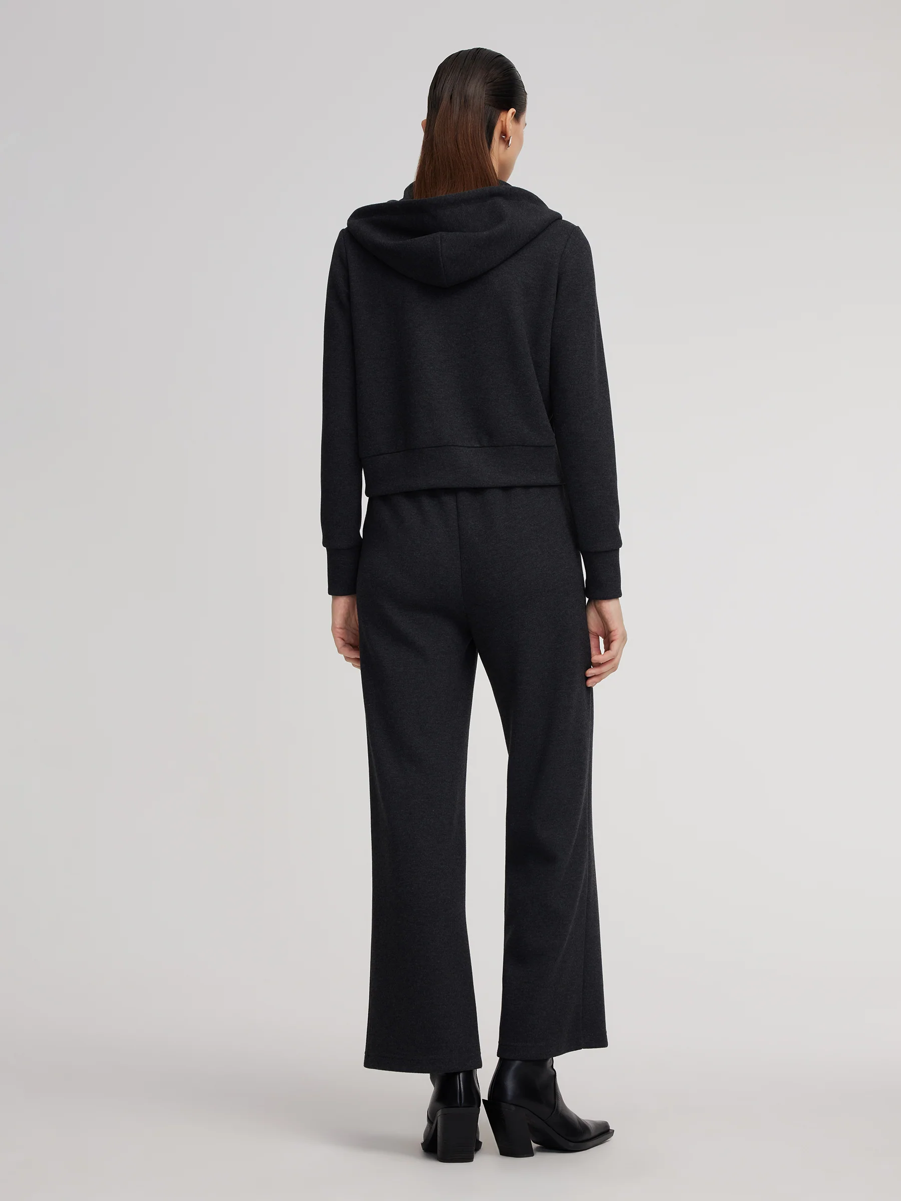 Drawstring Hooded Zip-Up Jacket And Pants Two-Piece Set - Image 3