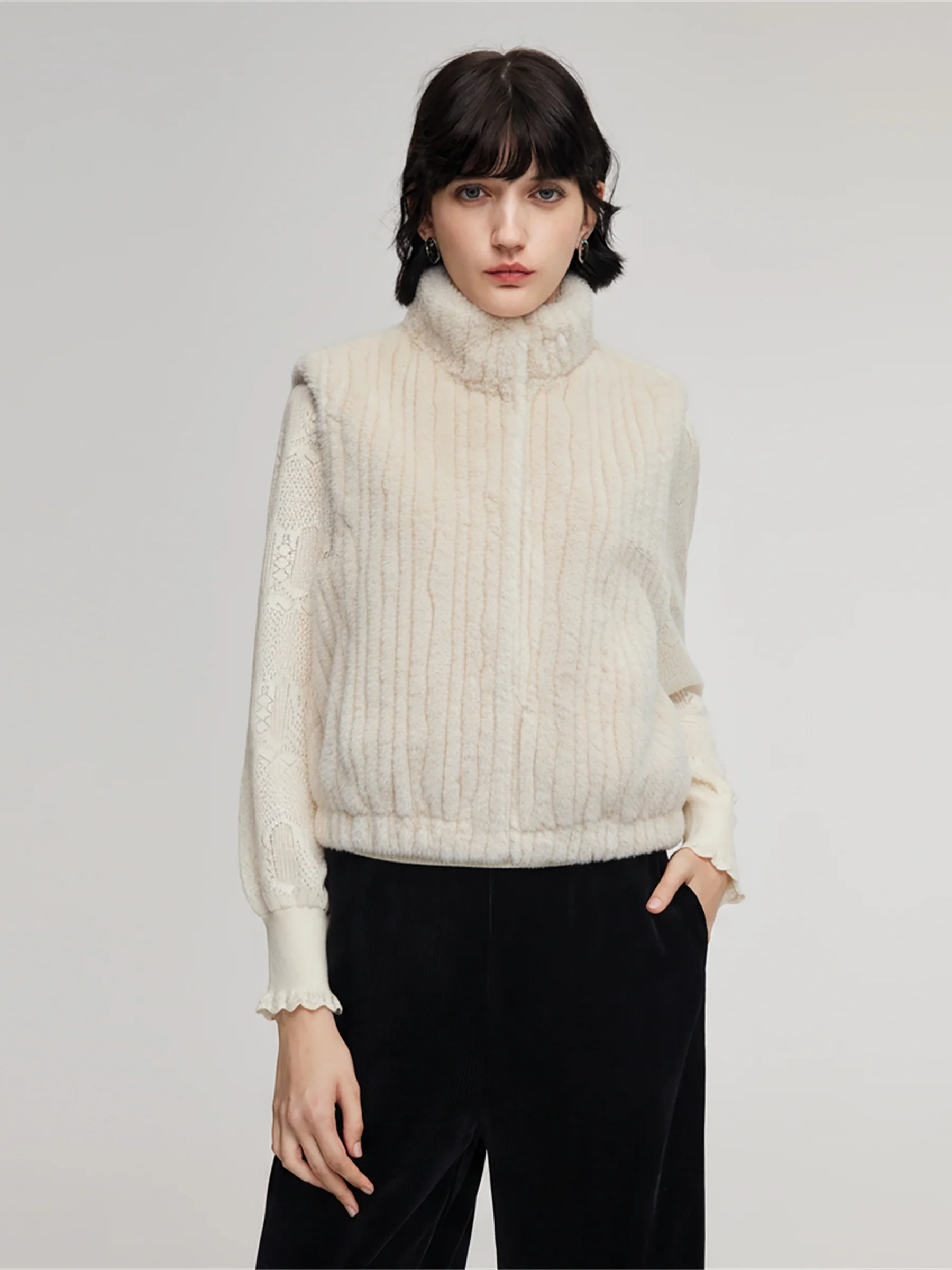 Eco-friendly Fur Button Up Women Vest