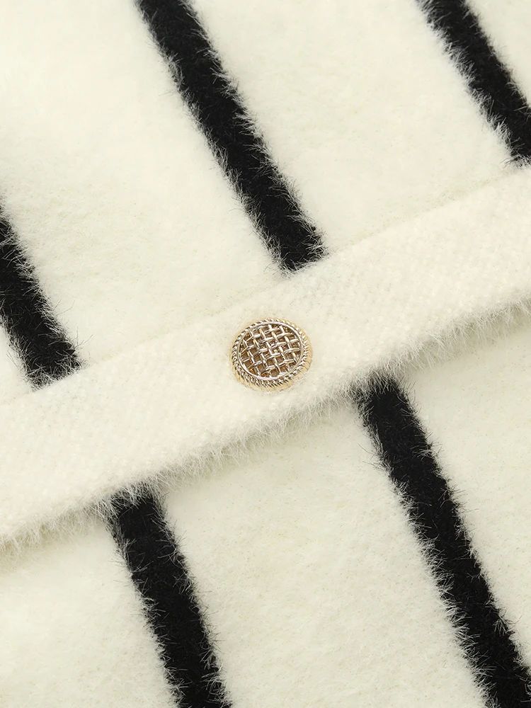 Eco-Friendly Mink Knitted Striped Women Cardigan - Image 11