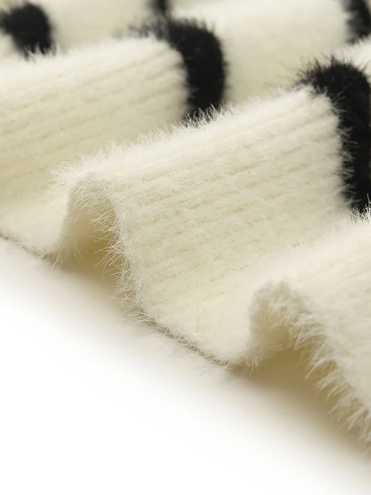Eco-Friendly Mink Knitted Striped Women Cardigan - Image 12