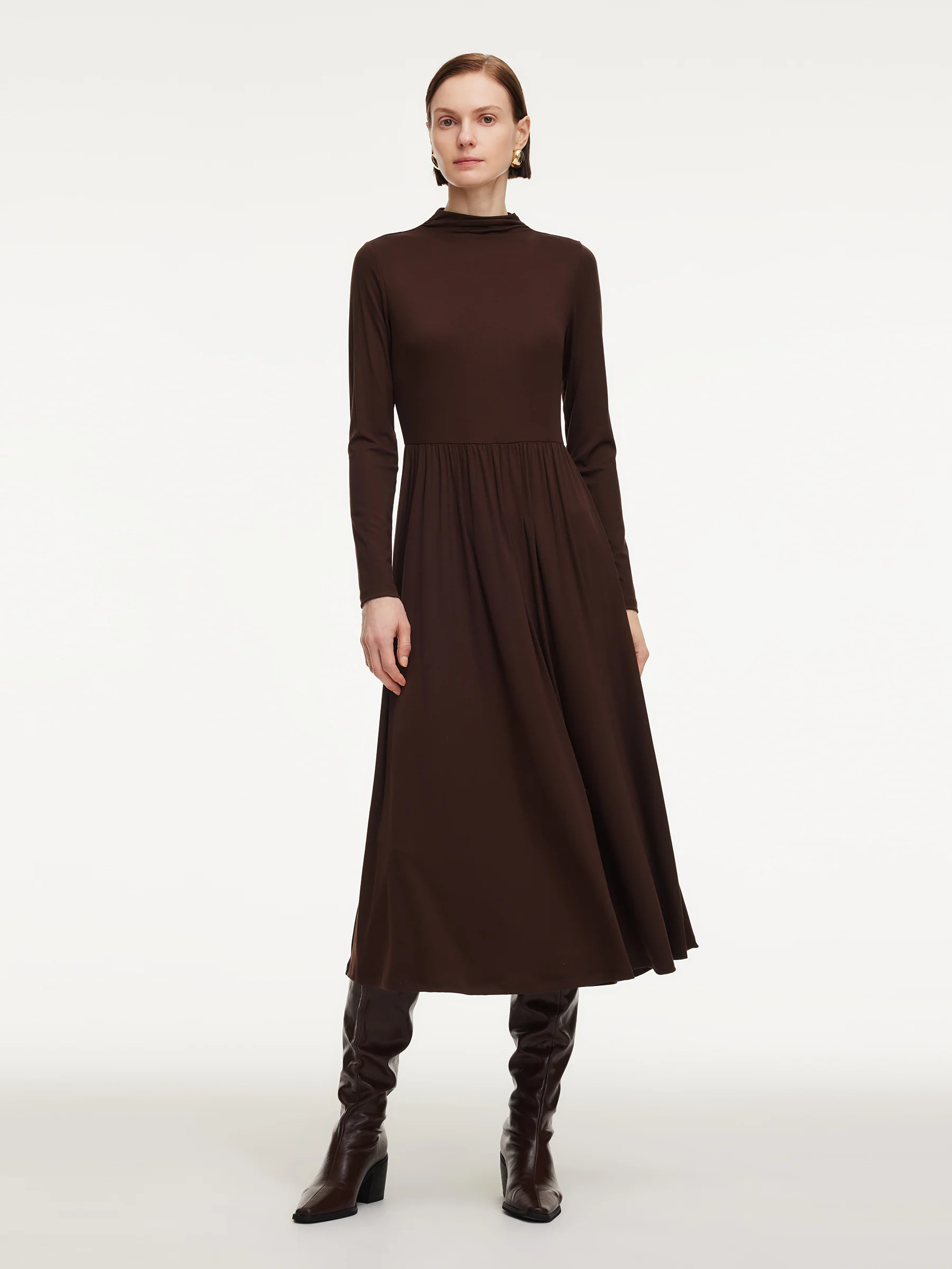 Faux Suede Vest And Knit Dress Two-Piece Set With Belt - Image 3