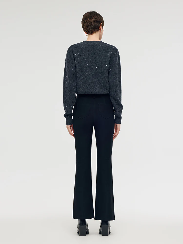 Fleece Lined Micro-Flared Ankle Length Women Pants - Image 3