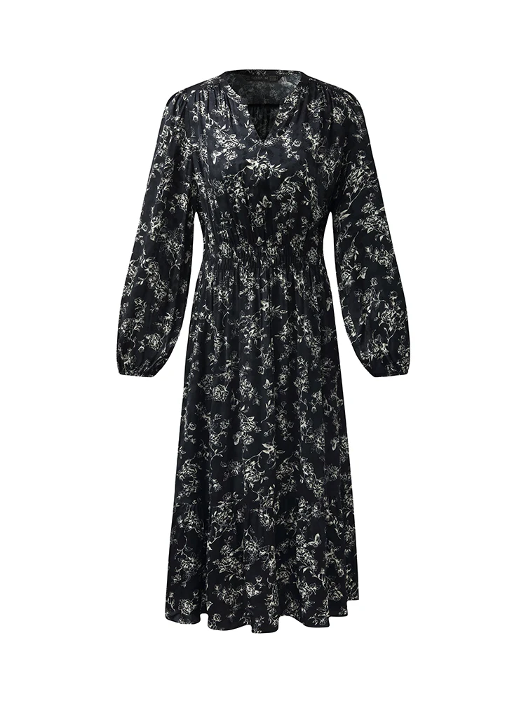 Floral Print Gathered Waist Women Maxi Dress - Image 3