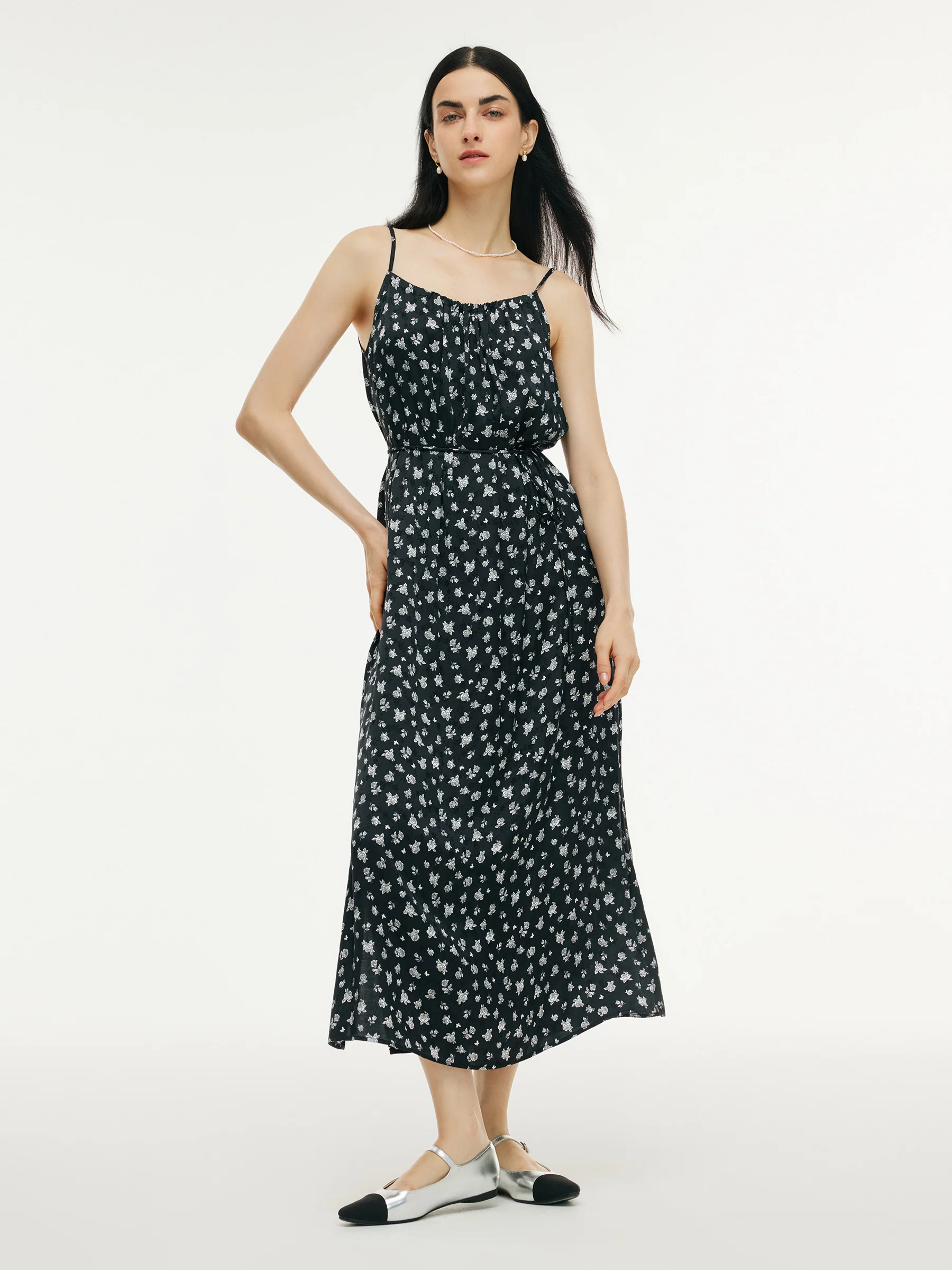 Floral Print Strap Side Slit Maxi Dress And Cardigan Two-Piece Set - Image 4