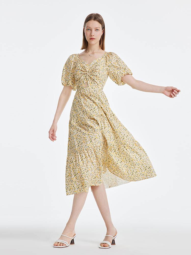 Floral Puff Sleeve Dress - Image 2