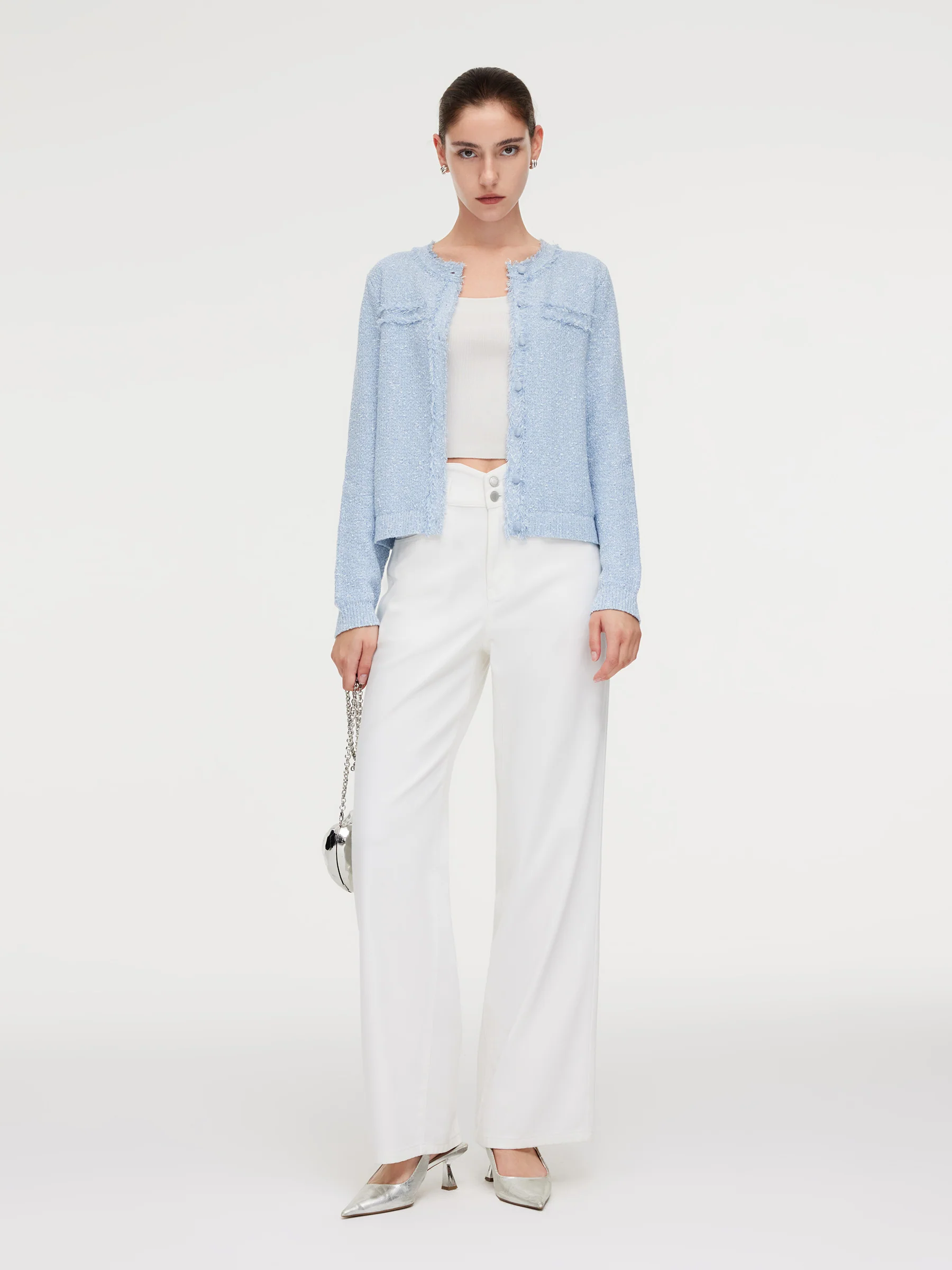 Frayed Edge Women Knit Cardigan - Image 2