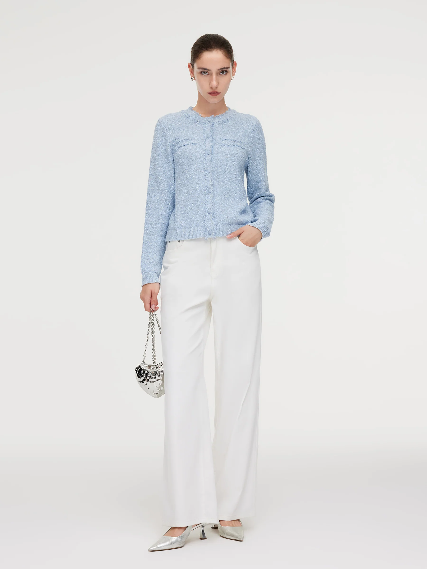 Frayed Edge Women Knit Cardigan - Image 3