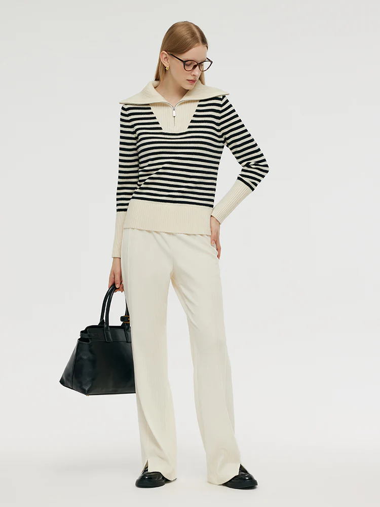 Full-Length Slit Knitted Women Pants - Image 2