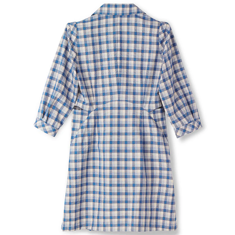 Gathered Waist Plaid Mini Dress - Image 6