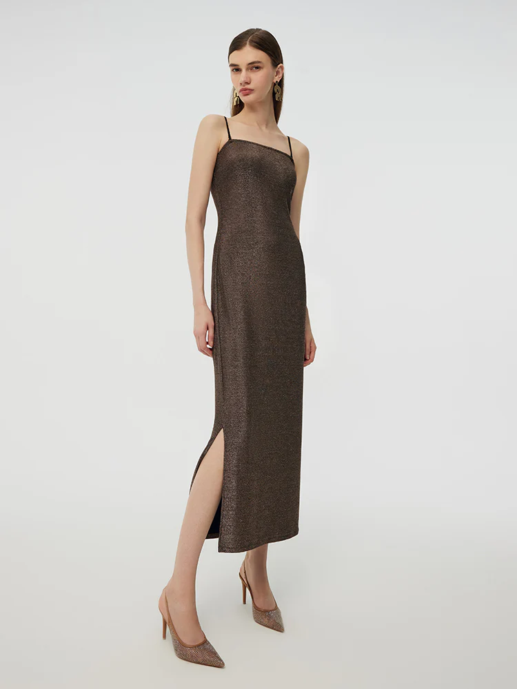 Glitter Women Party Slip Maxi Dress With Detachable Spaghetti Strap - Image 10