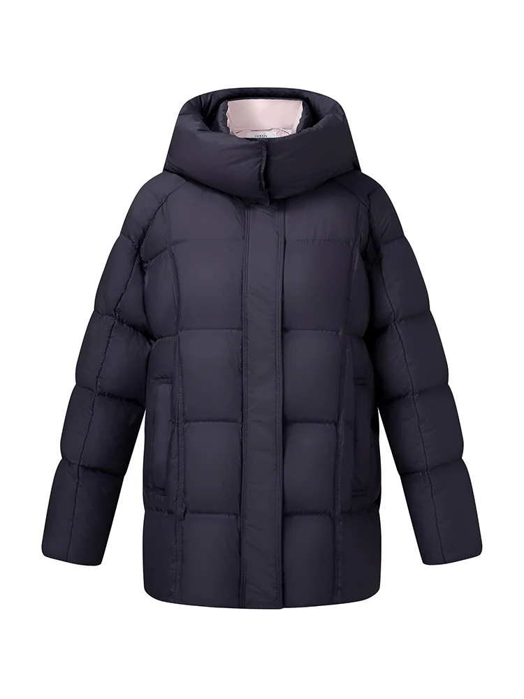 Color Block Goose Down Jacket With Detachable Hood - Image 7