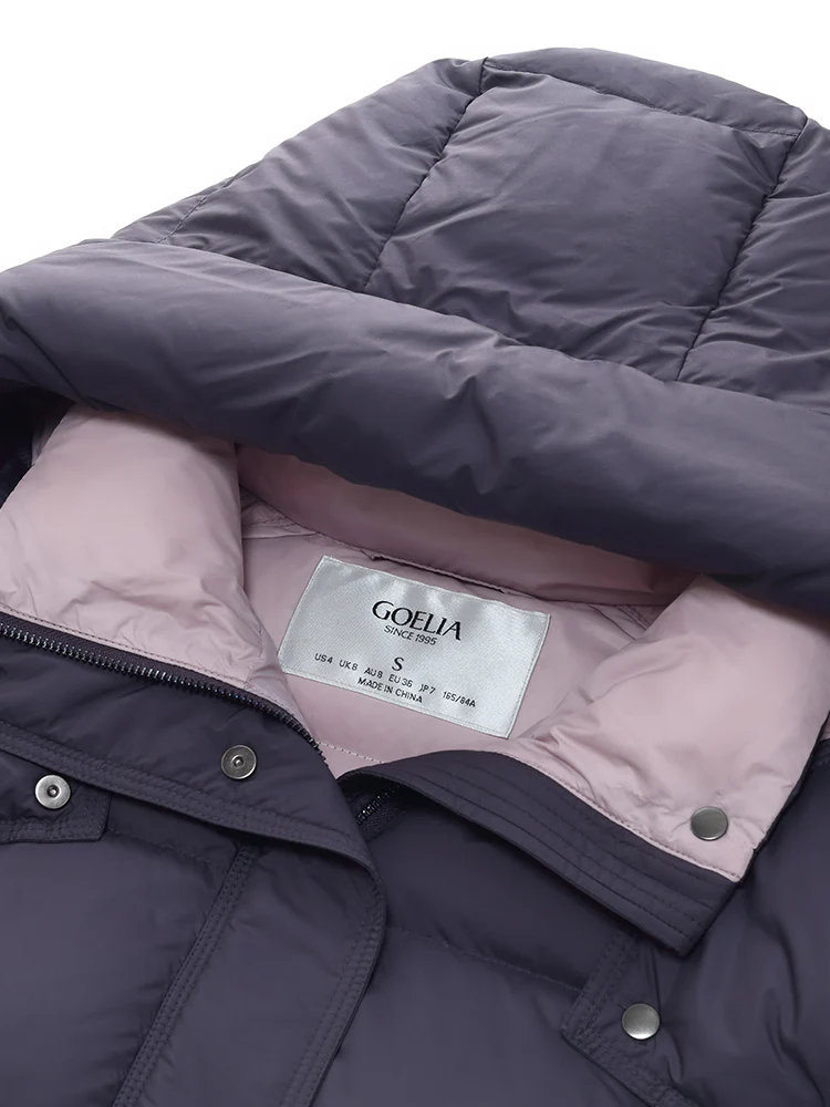 Color Block Goose Down Jacket With Detachable Hood - Image 8