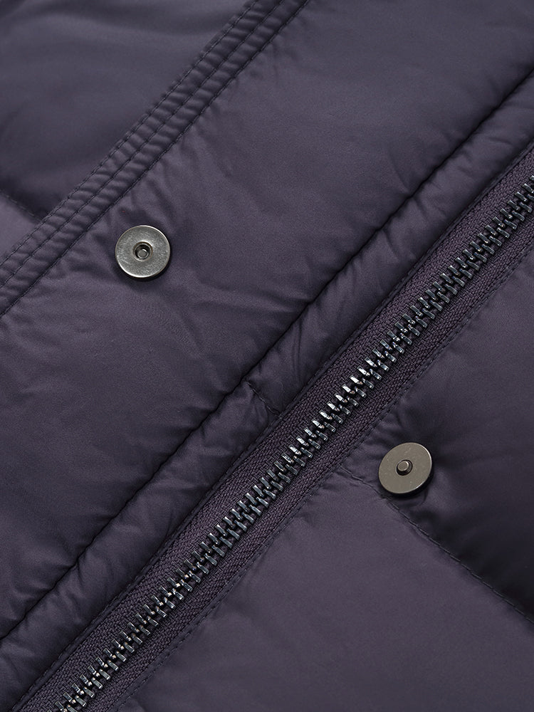 Color Block Goose Down Jacket With Detachable Hood - Image 9