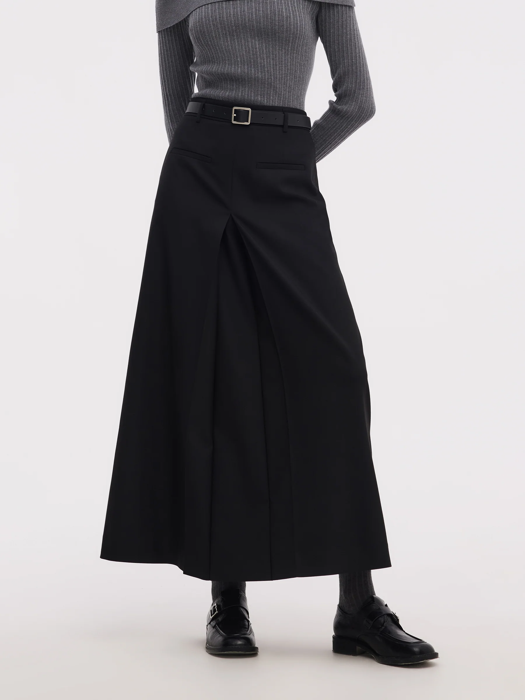 H-Line Pleated Women Skirt With Belt - Image 5