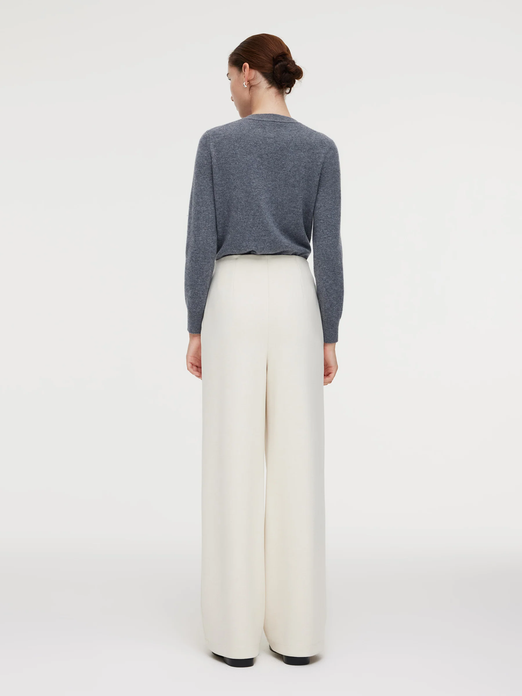 High-Waisted Stretch Wide Leg Women Knit Pants - Image 3