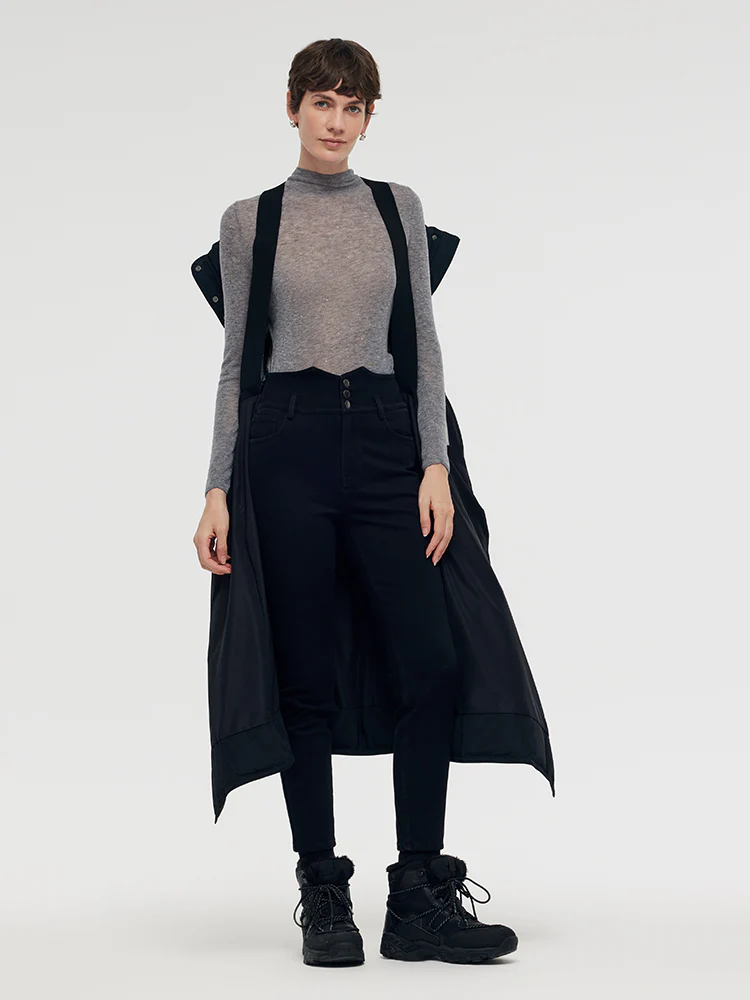 Hooded Long Goose Down Coat With Belt - Image 6