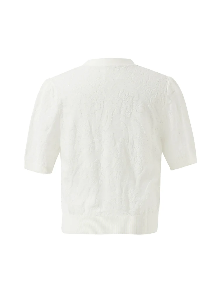 Iris Jacquard Sequins Single-Breasted Knitted Women Cardigan - Image 9