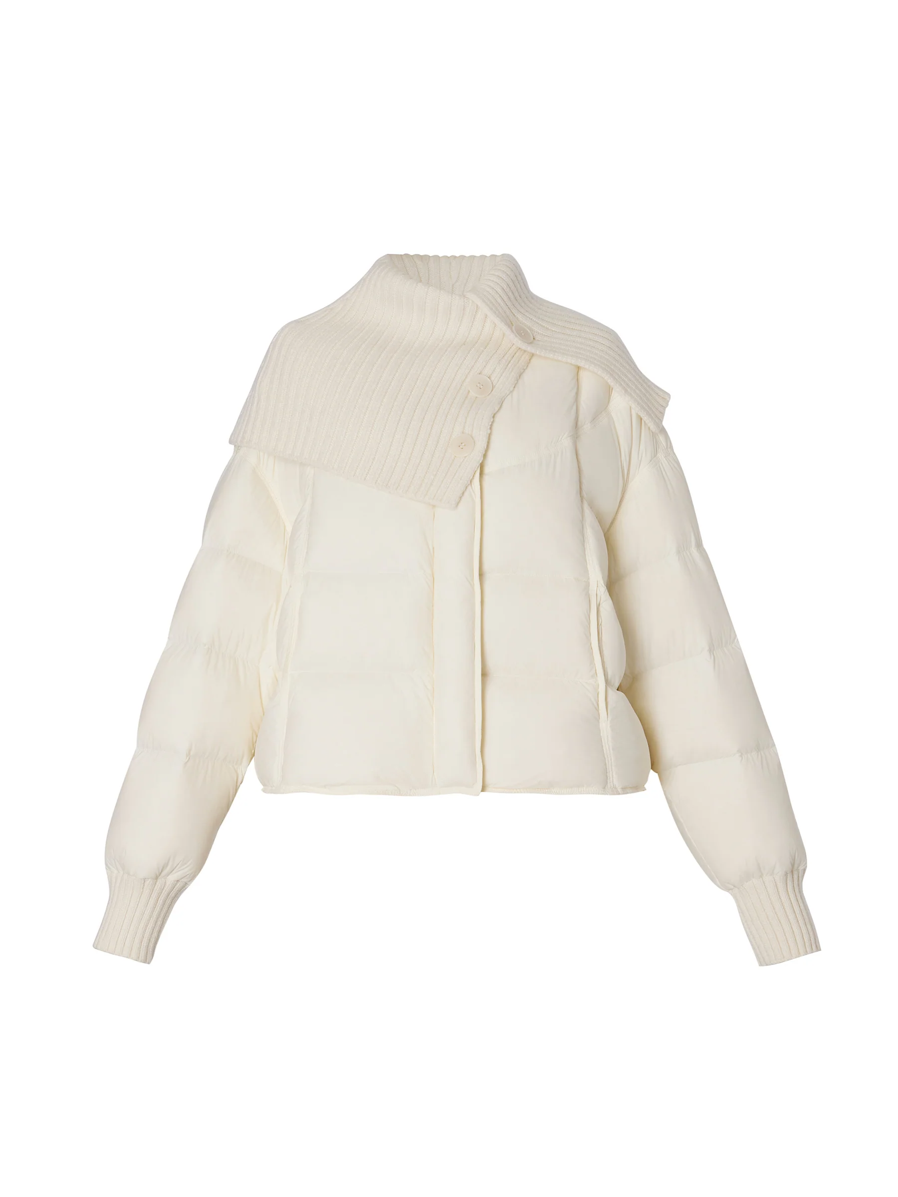 Cocoon Knitted Convertible Collar Goose Down Jacket - Image 10