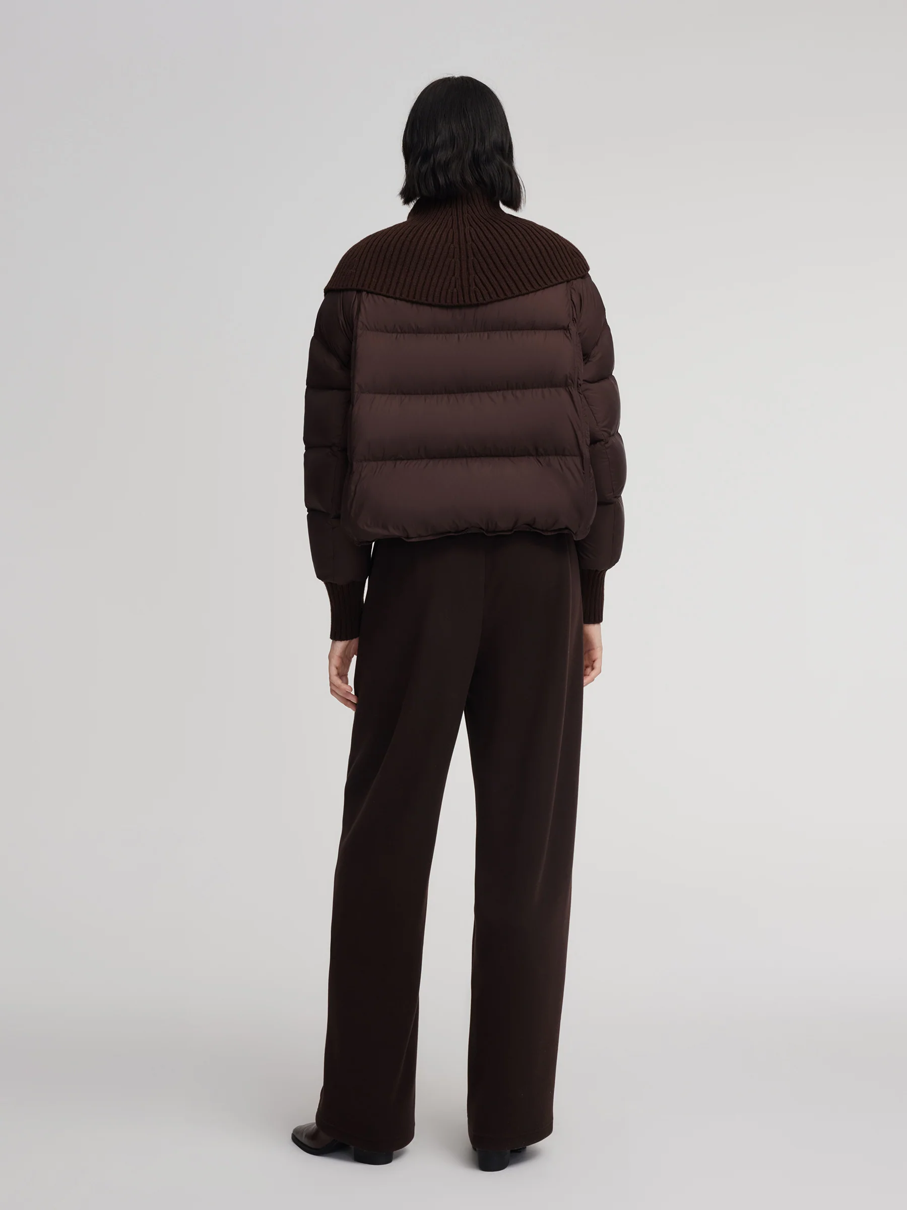 Cocoon Knitted Convertible Collar Goose Down Jacket - Image 5