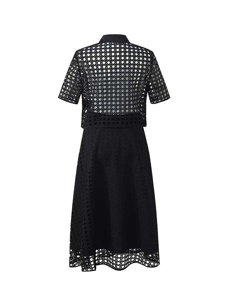 Lace Openwork Crop Jacket And Half Skirt And Knitted Camisole Three-Piece Set - Image 9