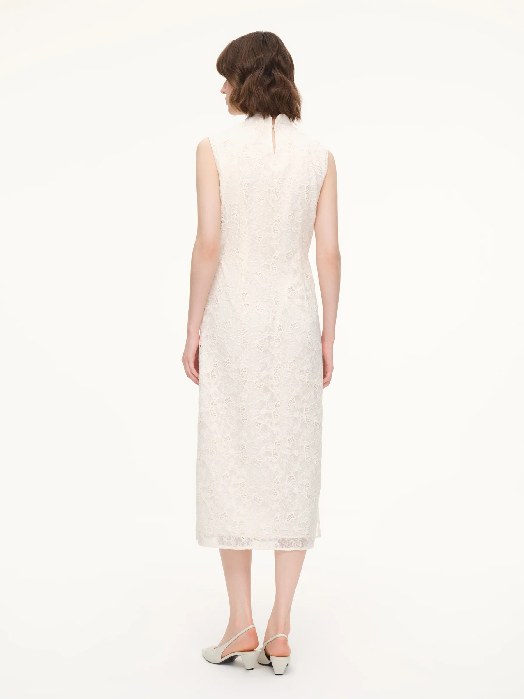 Lace Sleeveless Women Qipao Midi Dress - Image 4
