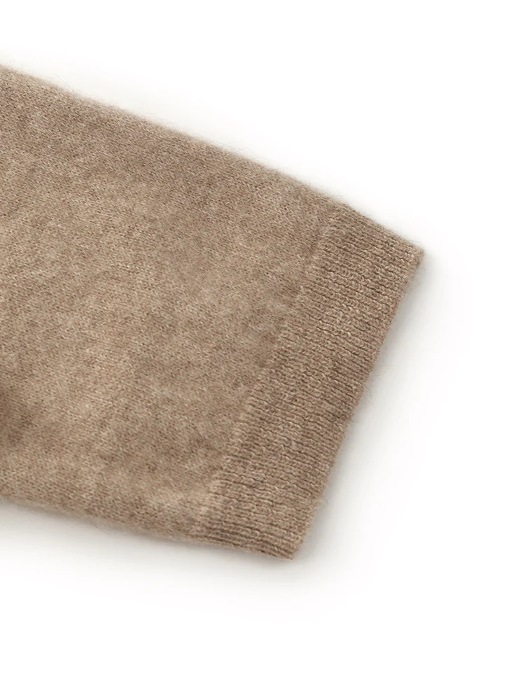 Light Camel Brushed Cashmere Short Women Cardigan - Image 8