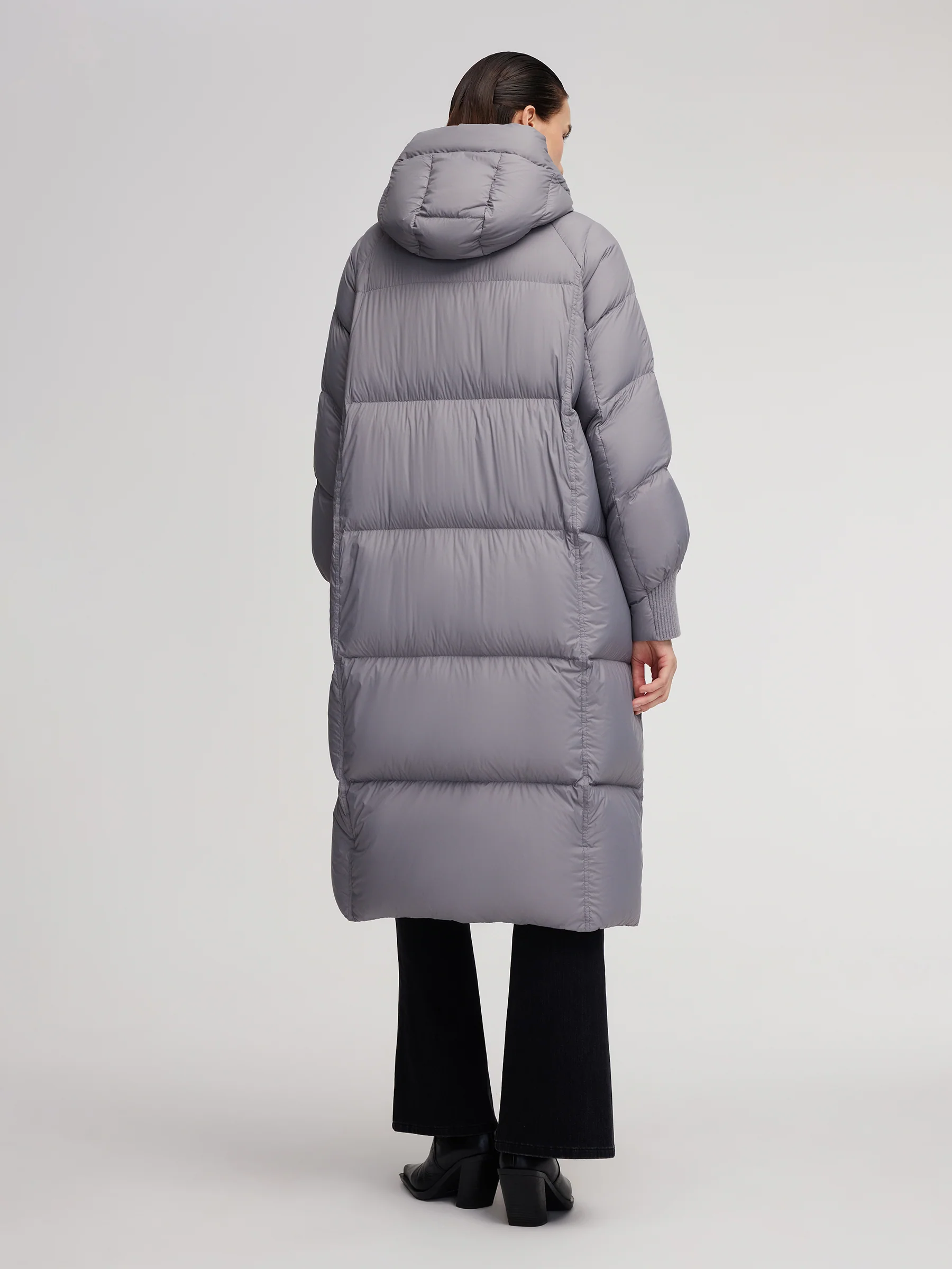 Lightweight Windproof Hooded Long Goose Down Coat - Image 3