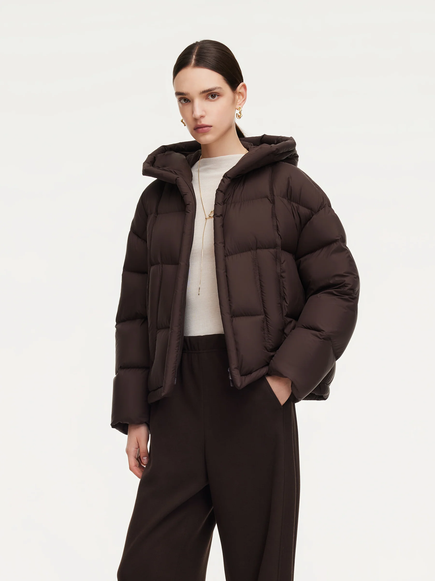 Lightweight Water-repellent Hooded Goose Down Jacket - Image 4
