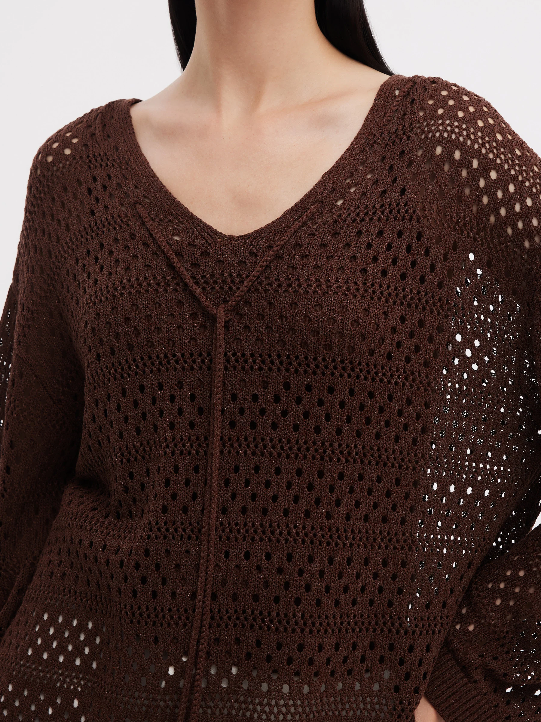 Linen Blend Openwork Pullover And Knit Tank Two-Piece Set - Image 7