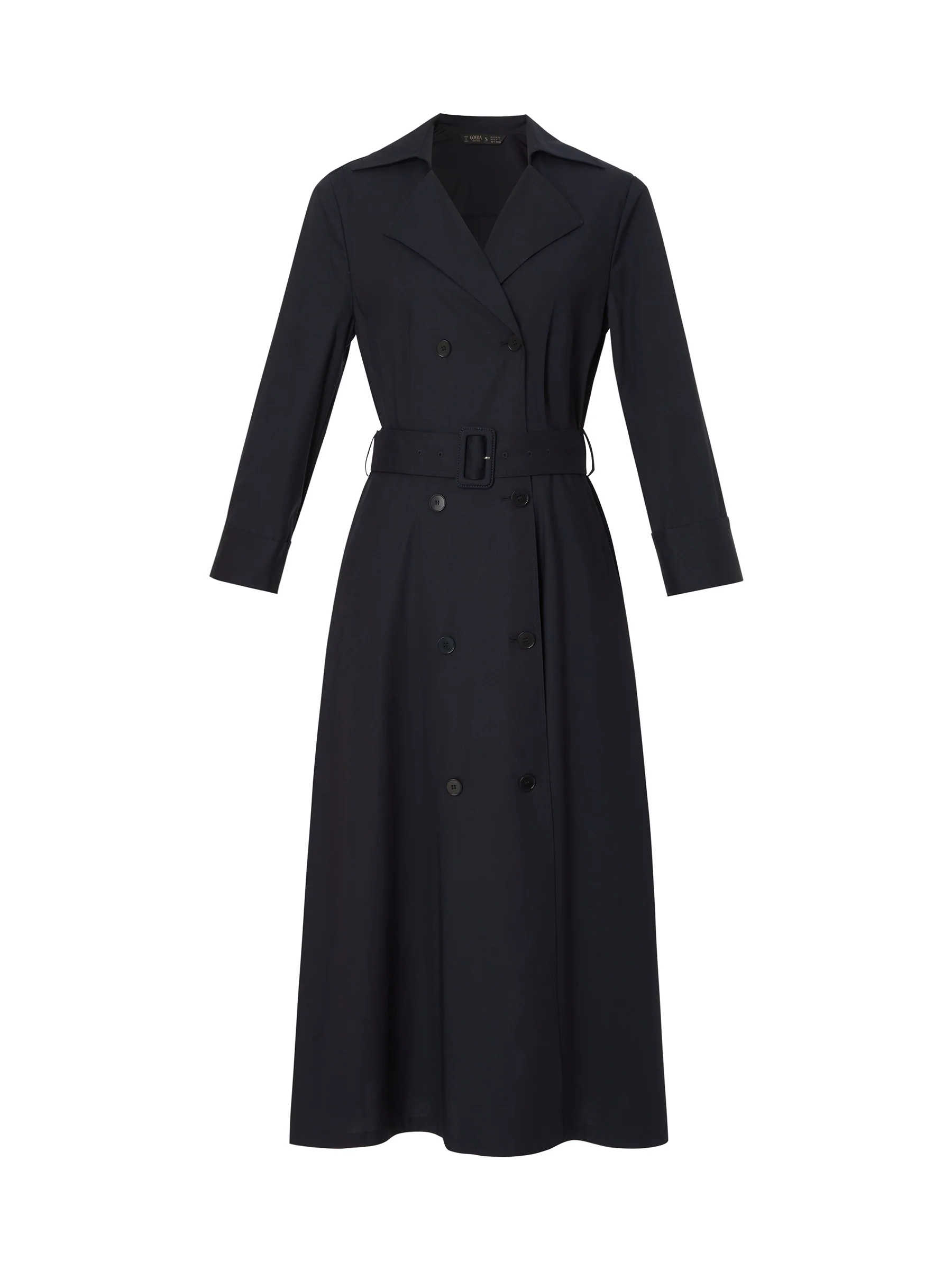 Linen Blend Stretch Women Belted Trench Midi Dress - Image 8