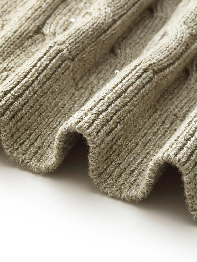 Linen Sequins Openwork Women Knit Cardigan - Image 9